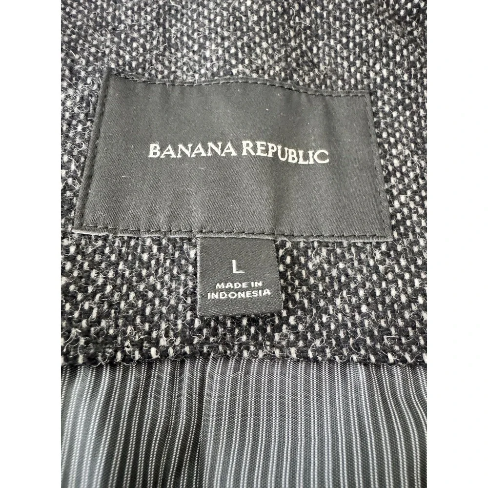 Banana Republic Coat Mens L Gray Wool Donegal T Tweed Overcoat Button Front